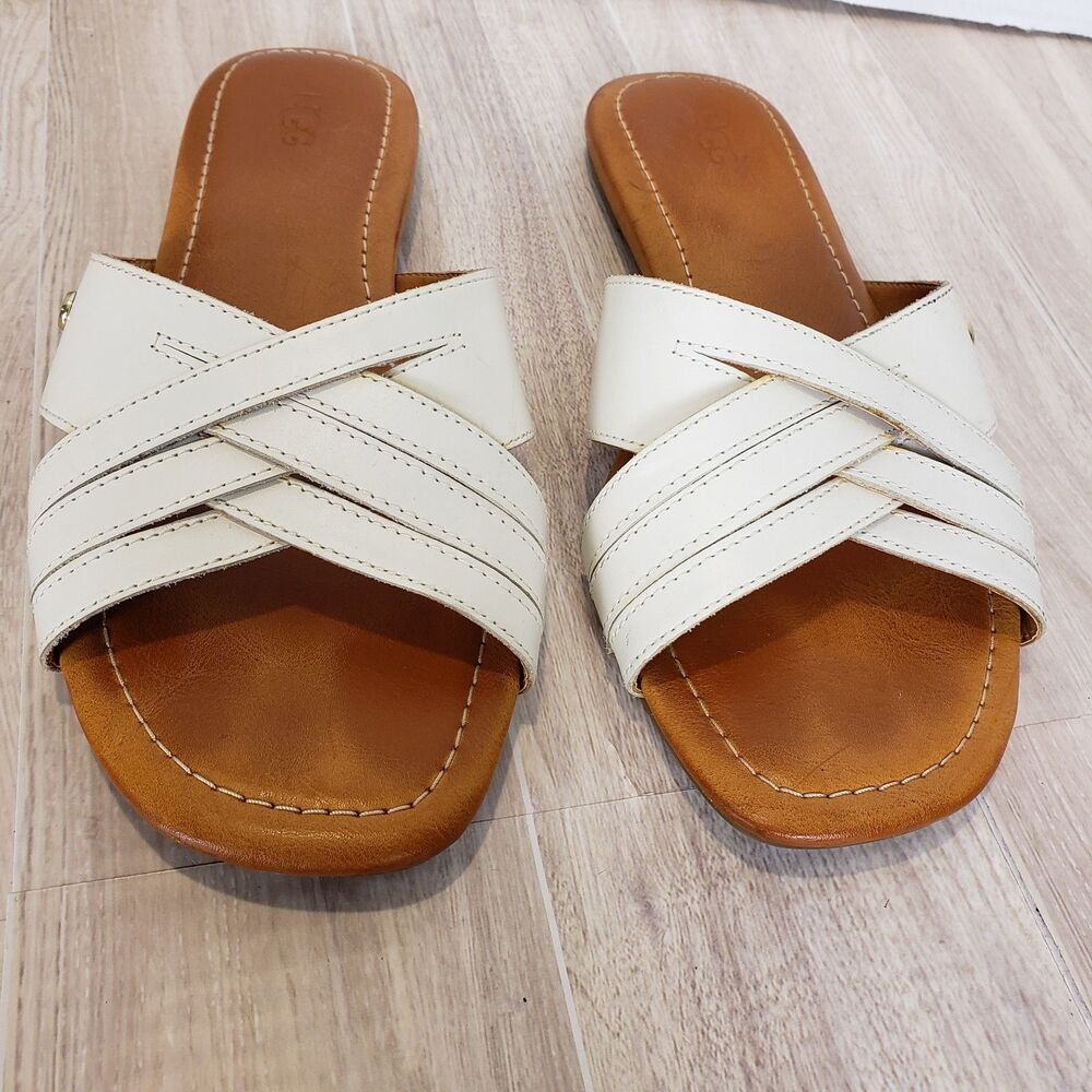 Ugg women’s Kenleigh slides US 8 EU 39 white leather Used - Picture 5 of 7